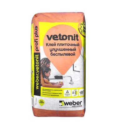Клей для плитки цементный Weber Vetonit Profi Plus, серый, 25 кг