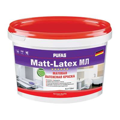 Краска в/д Pufas Matt-Latex D моющаяся латексная (5 л)